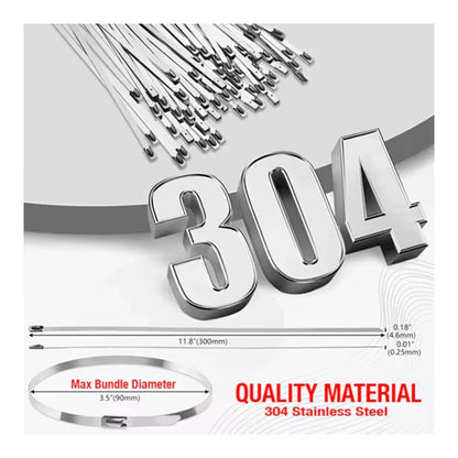 100 Pcs Heavy Duty 304 Stainless Steel Zip