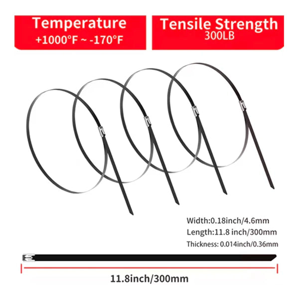 100 Pcs Heavy Duty 304 Stainless Steel Zip