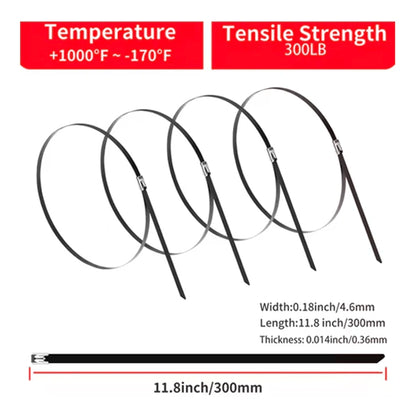 100 Pcs Heavy Duty 304 Stainless Steel Zip